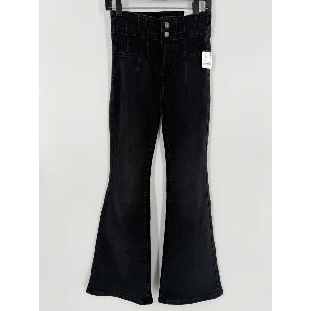 NEW We The Free People Jayde Flare High Rise Jeans Onyx Boho Western 27 - Picture 3 of 10